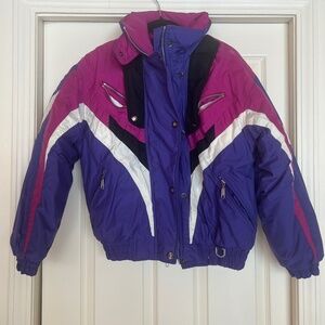 Vintage St. John’s Bay Colorblock Puffer Jacket Women’s M Purple Pink 90s Ski